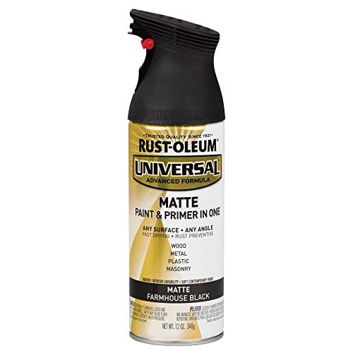 Rust-Oleum Universal All Surface Spray Paint, Matte Farmhouse Black - color: Farmhouse Black, size: 12 Ounce (Pack of 6)