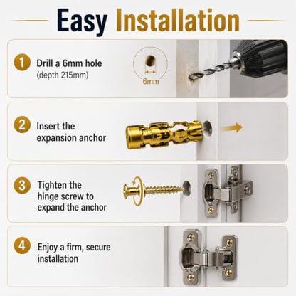 Hinge Repair Screw & Expansion Anchor, 100 PC 6×14mm Expansion Screw Set