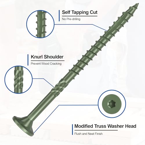 #10 x 3” Deck Screws, 108Pcs Star Drive Wood Screws - color: Green, size: 3 Inch