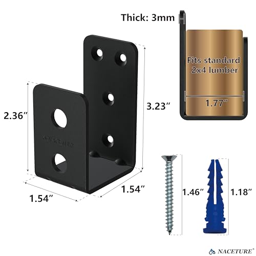 NACETURE Heavy Duty Door Barricade Brackets, Black, 2 Pack - style: Black 2 Pack