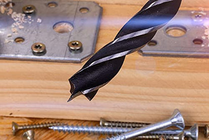 NordWolf 7-Piece 12" Extra Long Brad Point Wood Drill Bit Set, Double Lands & Double Flutes Design for Cutting Wood, PVC, Resin, MDF and Drywall, SAE Sizes 1/8" to 1/2" - size: 1/8" to 1/2" (7 Pcs)