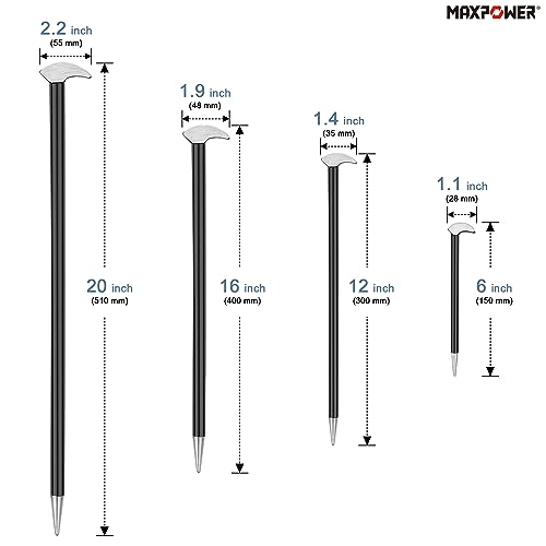 MAXPOWER 4 PCS Rolling Head Pry Bar Set 6 Inch 12 Inch 16 Inch 20 Inch - size: 6" 12" 16" 20"
