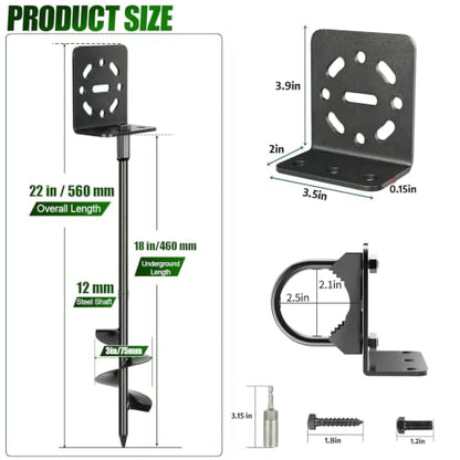 2 Pack 20" Ground Anchors Screw-in Shed Anchors with L Brackets - size: 20 INCH