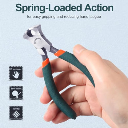 SPEEDWOX Mini End Cutting Pliers 4.5" End Nipper with PVC Handles - color: Green