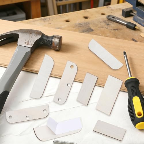 CRASPIRE 24Pcs 4 Styles 3.5 Inch Hinge Repair Wooden Plate Door Hole Cover Plate Wood Cabinet Door Hinges Shim Fillers Covers Blanks Repairs Kit with 48Pcs Double Sided Tapes for Home Kitchen Use