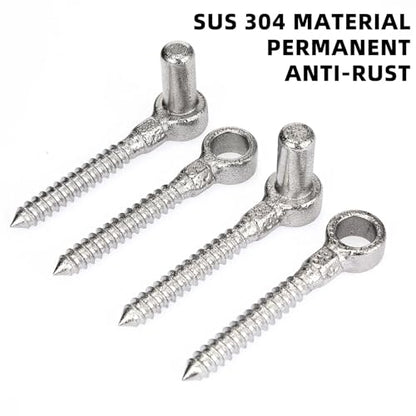 Zonon One Piece 304 Stainless Steel Gate Hinges Set, Eye Hinge and Pin Hinge, Screw Hinges to Mount for Wooden Gates Fences with Hole Dia 5/8'', Silver (4 Pairs)