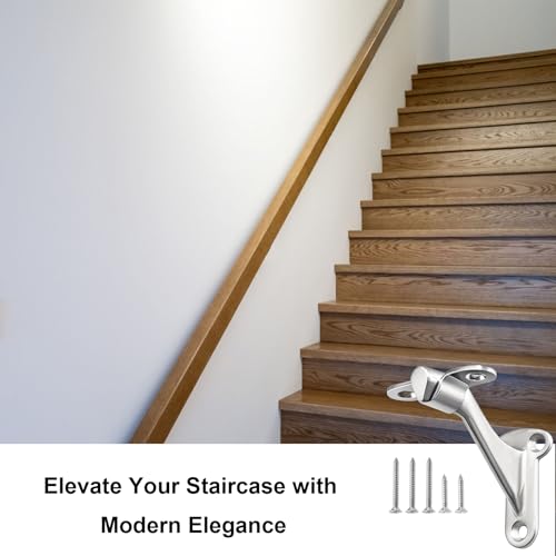 YOUEON 6 Pack 3 Inch Handrail Stair Bracket Brushed Nickel, Rust-Proof & Heavy Duty Hand Rail Brackets with Mounting Screws for Home Office Stail Support, Stairway Railing Brackets