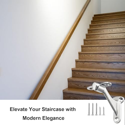 YOUEON 6 Pack 3 Inch Handrail Stair Bracket Brushed Nickel, Rust-Proof & Heavy Duty Hand Rail Brackets with Mounting Screws for Home Office Stail Support, Stairway Railing Brackets