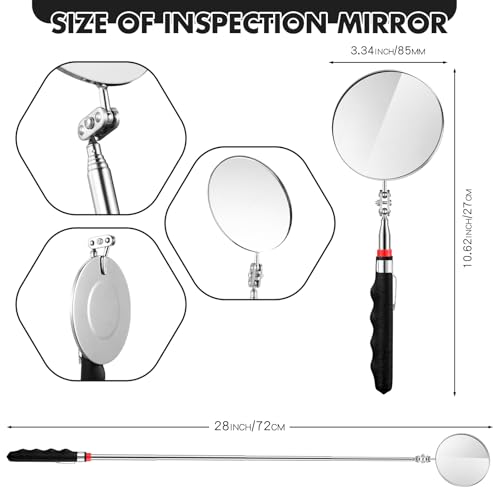 Copkim Telescoping Inspection Mirror for Mechanics,Black,85mm Round - color: Black, style: 85mm Round