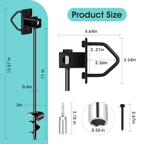 Ground Anchors Screw in, Multi-Purpose Trampoline Stakes Heavy Duty - color: Black-13"-6pcs