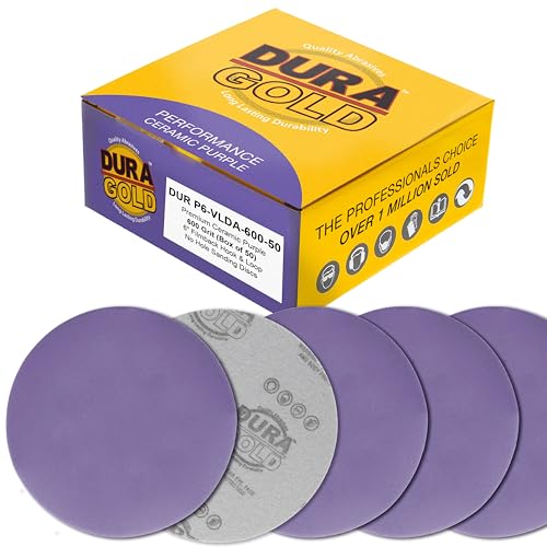 Dura-Gold Premium 600 Grit 6" Purple Film Ceramic Sanding Discs, Box of 50 - style: 600 Grit