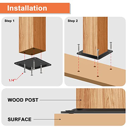 ForoGore 4" x 4" Wood Post Plate Connector, Powder-Coated Decking Post Base - size: 8 PCS