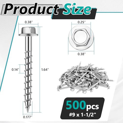 500 Qty #9 x 1-1/2" Joist Hanger Connector Screws, Heavy Duty Wood Fastener