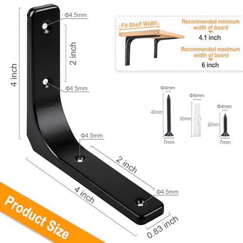 4 x 4 Inch Metal Shelf Bracket, Heavy Duty Shelf Support Bracket - size: 4 x 4 Inch (4 PCS)