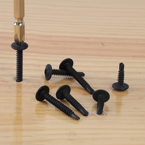 #8 x 1/2" Sheet Metal Screws, 300 PCS Etauwe Fast Self Tapping Screws for Metal, Phillips Modified Truss Head Self-Drilling Screws, Screwdriver Bit Included, Black - color: Black, size: #8 x 1/2"