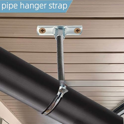 2 Sets Premium 6 Inch Adjustable Pipe Metal Bracket，Heavy Duty Galvanized Iron Stove Pipe Hanger Strap，Wall Support Chimney Round Split Ring Dryer Vent Hose Duct PVC Holder，with All Mounting Screws