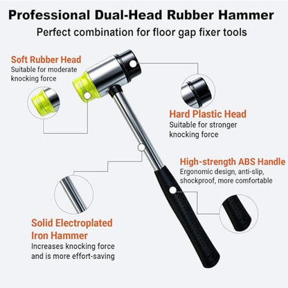Floor Gap Fixer Tool Kit with Rubber Mallet, for Laminate Vinyl Hardwood