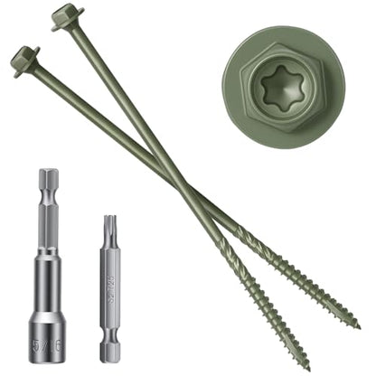 #14 x 10 Wood Structural Screws - color: Green, size: 10 Inch