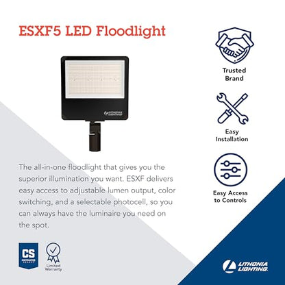 Lithonia Lighting All-in-One LED Flood Light, Waterproof Dusk to Dawn UVOLT - color: Switchable White (Adjustable Lumens), size: 8.85" | Yoke or Slipfitter Mount (UVOLT), style: Modern