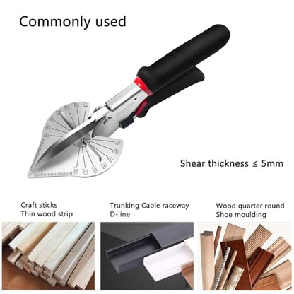 Trim Miter Shears – 45°-135° Adjustable Cutter for Wood Molding, Quarter Round, Shoe Trim, PVC, Rubber, Craft Sticks, Decorative Edges