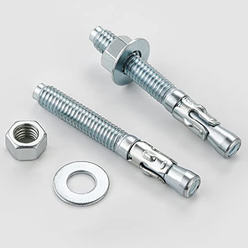 Wensilon 1/4x3 10Pcs Inch Standard Fasteners for Heavy-Duty Zinc Wedge Anchors for Cement and Concrete - size: 1/4x3"