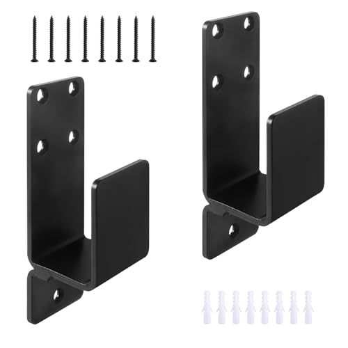 2x4 Door Barricade Brackets, 2 Pack, Black, Heavy Duty - style: 2 Pack-Black