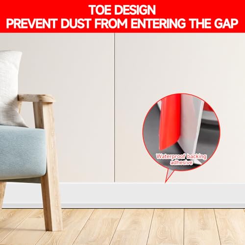 Flexible Baseboard Molding Trim 3 Inch(W) x 40 Feet(L) Self Adhesive Vinyl Wall Base Peel and Stick Cove Base,Rubber Wall Base. (White) - color: White, size: 40 Feet