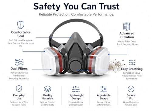 ProX Reusable Face Mask with 20 Filters for DIY Painting & Home Projects