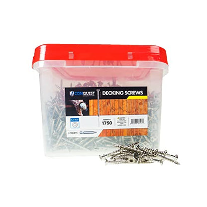 Conquest Stainless Steel Deck Screws #7 x 1-5/8" - size: #7 x 1-5/8”