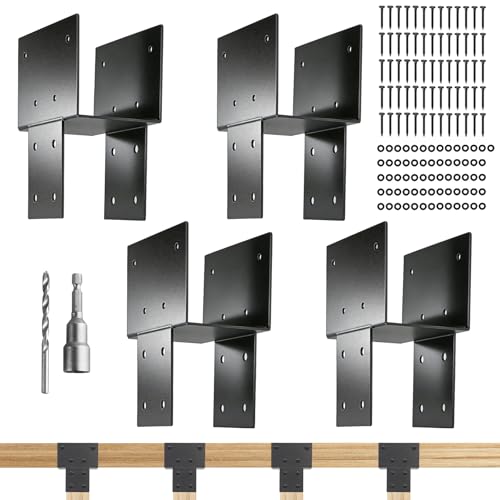 4x4 ( 3.5"x3.5") Post Brackets Kit, 4 Pack Heavy-Duty Post Caps Tie Bracket
