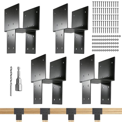 4x4 ( 3.5"x3.5") Post Brackets Kit, 4 Pack Heavy-Duty Post Caps Tie Bracket