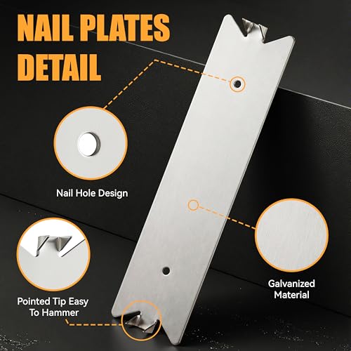 30Pcs Nail Plate for Wood Studs - 6 x1.5 Inch Metal Cable Protector Safety Plate with Sharp Pointed Prongs for Plumbing & Wiring