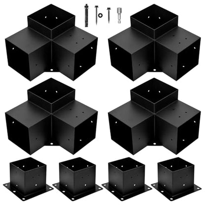 8-Pack 6x6 3-Way Pergola Bracket Right Angle Raised Beam Anchor
