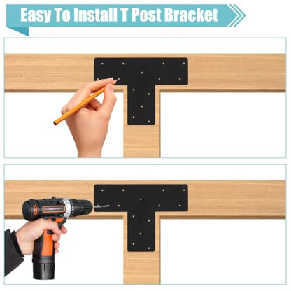 2 Pcs 16.9"x 5" T Post Bracket for Pergola - style: T Post Bracket(16.9"x 5")