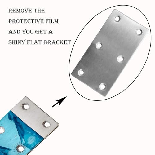20Pcs Stainless Steel Flat Bracket Mending Plate4 x2 Bracket Joining Plate - size: 20Pack-4Inch