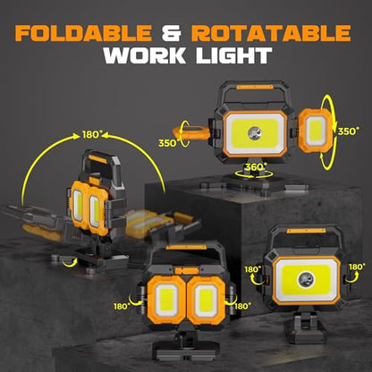 YZONI 4000LM Rechargeable LED Work Light, Magnetic Portable Shop Light