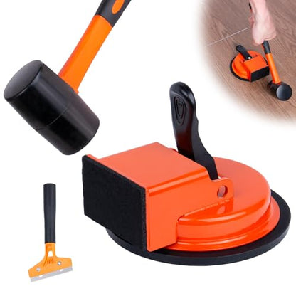 Floor Gap Fixer Tool Kit With Rubber Mallet & Cleaning Scraper,Enhanced Suction Cup Floor Suction Cup Tool, Laminate FloorGap RepairTool for Laminate, Wood, Tile & Vinyl Flooring