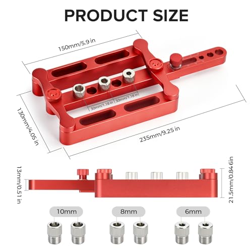 Self Centering Dowel Jig Kit, 6/8/10mm Woodworking Dowel Jig