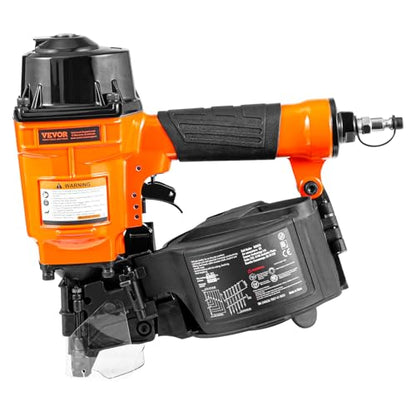 VEVOR MCN55 Coil Siding Nailer, 70-120PSI Air Coil Nailer 1 inch to 2-1/4 inch 15 Degree Pneumatic Siding Nail Gun for Siding, Pallet Sheathing, Fencing, Decking - size: 11.14 x 11.93 x 5 in