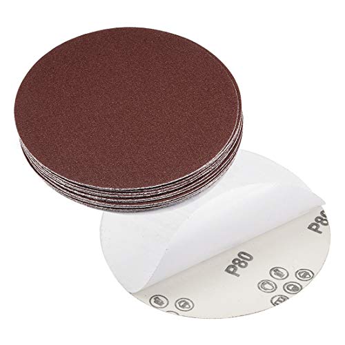uxcell 6" PSA Sanding Discs 80 Grit Self Stick Aluminum Oxide Sandpaper for Random Orbital Sander Wood Metal Dry Polishing 20pcs - style: 80 Grit