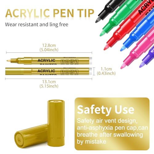 Gold Acrylic Paint Pens 6 Pcs Permanent Marker Pens Extra Fine - color: Gold