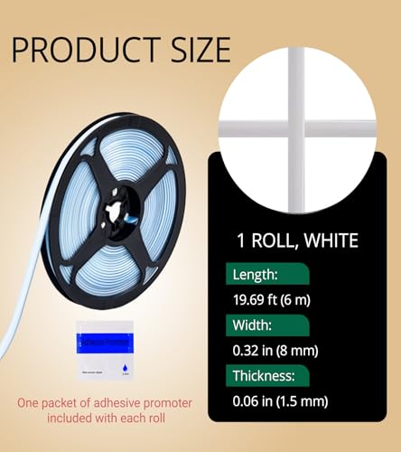 Caulk Tape Waterproof, Self Adhesive Caulking Tape, 0.3 inch x 19.7ft Caulk Strip for Toilet Base Sink Stove, Peel and Stick Tile Gap Sealer Strip, Beautify Home Edges (White) - color: White