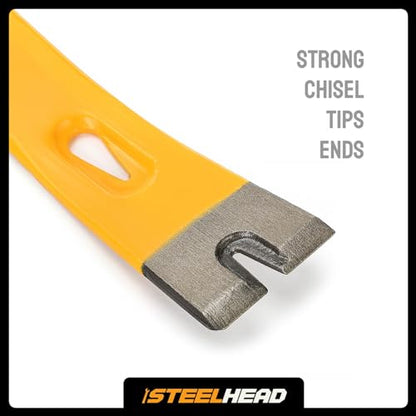 STEELHEAD 15" Heavy-Duty Flat Pry Bar,Integrated Nail Puller,Rust & Corrosion Resistant Enamel Finish,Ultra-Durable Forged Heat-Treated Carbon Steel,Flat,USA-Based Support,SH-PB-B1-15-1
