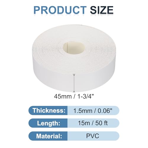 MECCANIXITY White Edge Banding 50 ft x 1-3/4 Inch Veneer Tape Pre-glued Flexible Plywood Edge Banding with Hot Melt Adhesive for Furniture Restoration - size: 50 ft x 1-3/4 Inch