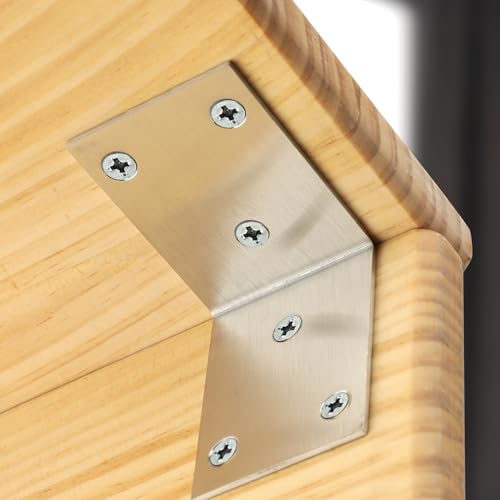 Alise 4Pcs Stainless Steel L Brackets Heavy Duty for Wood Furniture,Brushed - color: Brushed Nickel, size: 65x65MM