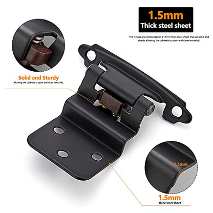 Ravinte 3/8" Inset Matte Black Cabinet Hinges 60 Pack (30 Pairs) - color: Matte Black