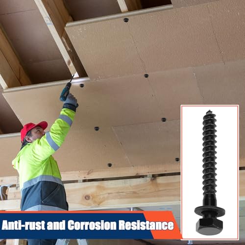 Tandefio 50 Pack 1/2'' X 4'' Lag Bolts Screw with Washer Galvanized, Black - size: 1/2''x 4''