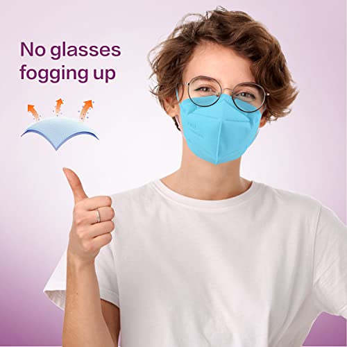 Miuphro 50 Pack Cup Dust Safety Disposable Masks, KN95 5-Layer Foldable Masks - color: Blue