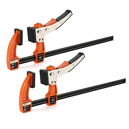 Jorgensen 12-Inch Bar Clamp Set, Ratcheting Bar Clamps, 2 Pack - size: 12 Inch