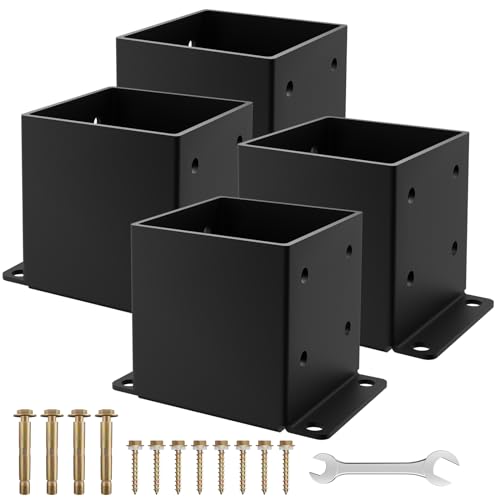 6x6 Post Base, ( Inner Size 5.6x5.6) Heavy Duty Post Anchor（4PCS） - size: 6x6 4